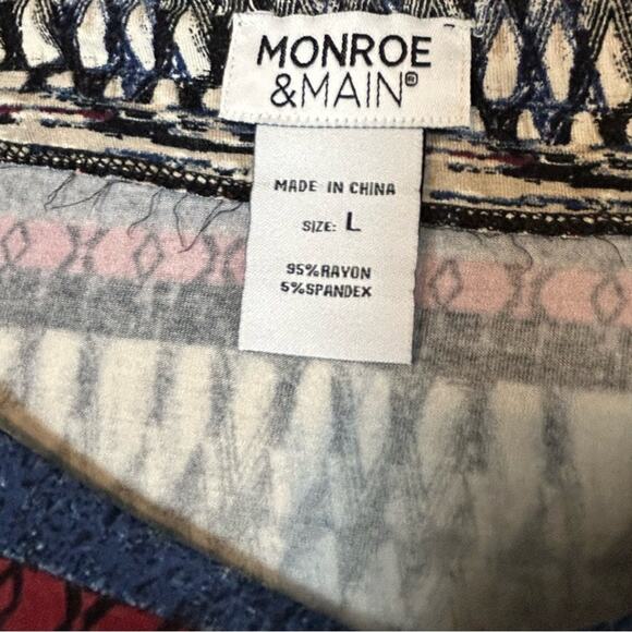 Monroe & Main Dress Womens Size L Blue Red Black Soft Stretchy Knit Sheath Y2K - Picture 6 of 10